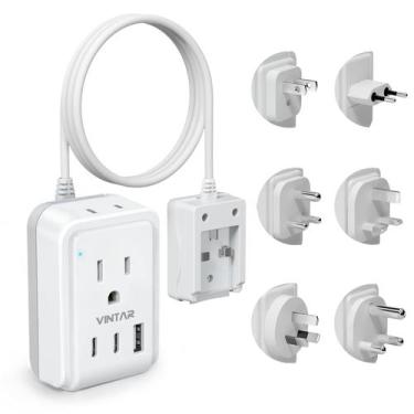 Imagem de Adaptador de viagem VINTAR Universal com 2 tomadas AC e 3 USB