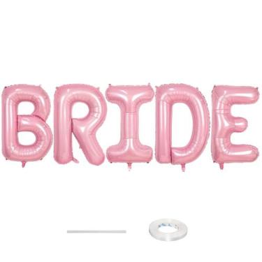 Imagem de Balão Lingqiang BRIDE rosa pastel de 40 polegadas, letra de alumínio x