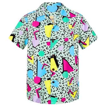 Imagem de Camisa Zando Retro 80s 90s para homens de manga curta com botões
