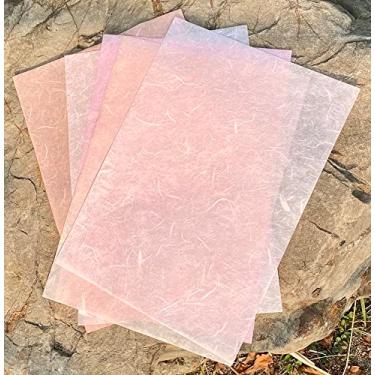 Imagem de 50 folhas de papel de amoreira fina A4 papel papel papel washi arte artesanato arte origami fornecedores fabricação de cartões (tom pastel rosa)