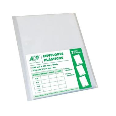 Imagem de Envelope Plastico A4 4furos Medio 0,10mm C/100 - ACP