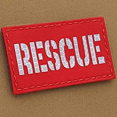 Imagem de IR Rescue 2x3,5 CSAR SAR Combat Search Tactical Moral Hook Patch (Red Solas Reflective)