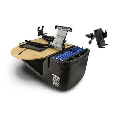 Imagem de AutoExec AE-RMCD-PS-TAB-VC-11M Roadmaster Mesa de carro e estação de trabalho portátil com suporte de impressora, suporte para tablet e clipe de ventilação de telefone, natural