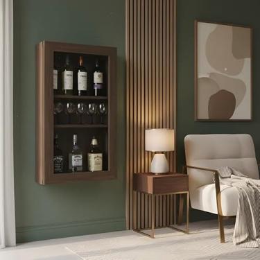 Imagem de Bar Adega Peq para Vinhos e Bebidas Cristaleira Suspenso de Parede para Sala Estar ou Jantar Versati