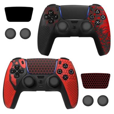 Imagem de Capa de controle antiderrapante para controle PS5, acessórios, capa de silicone com lacunas de aperto de polegar e adesivo de touch pad, pacote com 2