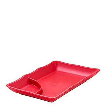 Imagem de Prato Para Sushi Retangular 11,5x19,5 Vermelho em Plástico Resistente Linha Tropical Linha Premium