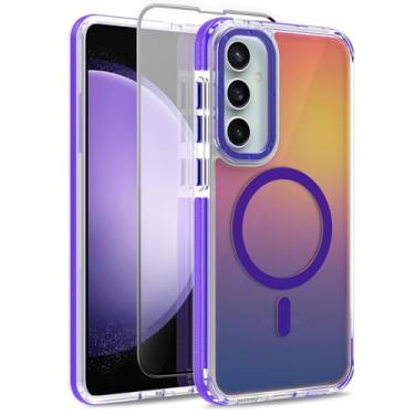 Imagem de MOWIME Capa magnética para Samsung Galaxy S23 FE 5G [compatível com Magsafe] [lindo design fluorescente moderno] [1 protetor de tela] capa fosca translúcida fina para Galaxy S23 FE 5G 6,4 polegadas