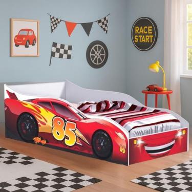 Imagem de Cama Montessoriana com Colchão Estrutura em MDF Design Carro - Brumato