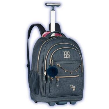 Imagem de Mochila de Rodas Rebecca Bonbon Jeans Viagem Meninas Juvenil, Azul