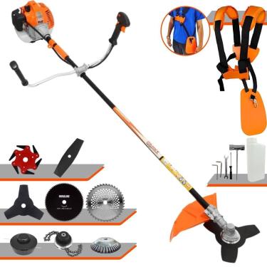 Imagem de Podador de Grama Vulcan VR520H 52cc 2T 2,5HP Com Carretel de Nylon + Facas 2 Pontas, 3 Pontas, 6 Pontas, 40 Dentes, 80 Dentes, Trimmer e Escova de Aço