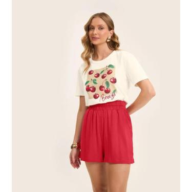 Imagem de Camiseta Manga Curta Feminina Meia Malha Rovitex Bege, G, Bege