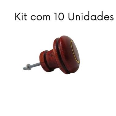 Imagem de Puxador De Madeira Redondo Para Gaveta E Porta Armário 10 Un - Puxador