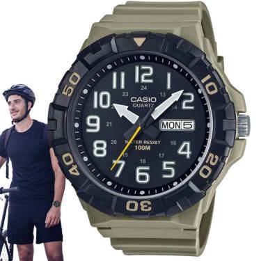 Imagem de Relógio de Pulso Casio Masculino Analógico Prova Dágua 100 Metros Grande Garra Temporizadora Militar Esportivo Caqui MRW-210H-5AVDF
