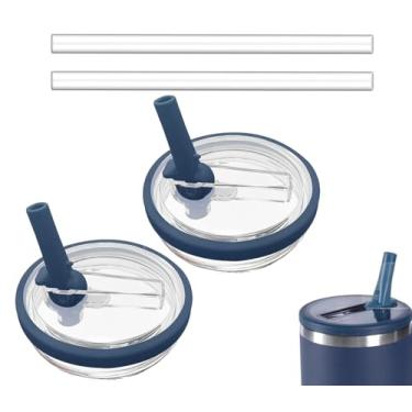 Imagem de Pacote com 2 tampas de canudo de 850 g compatíveis com Stanley Quencher, substituição de tampa à prova de vazamento para Stanley H2.0 FlowState Tumbler Stanley H2.0 FlowState, reutilizável à prova de