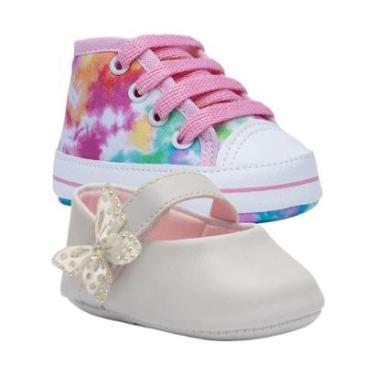 Imagem de Kit Sapatilha E Tenis Sapatinho Bebe Moda Recem Nascido K41-Feminino