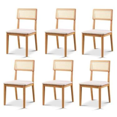 Imagem de Kit 6 Cadeiras de Jantar com Encosto de Telinha Ava - Zurc Decor
