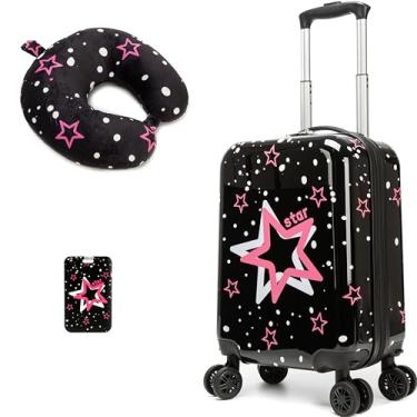 Imagem de Inprof Malas infantis com rodas giratórias, malas de mão para meninas, conjuntos de 2 peças, mala infantil de 41 cm para crianças, heifenxingxing, Medium