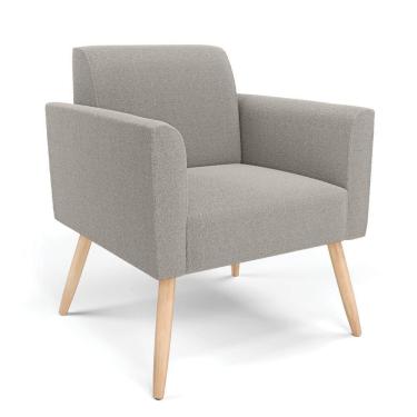 Imagem de Poltrona Sala Estar Pé Palito Natural Marisa Bouclê Cinza D03 - D'rossi