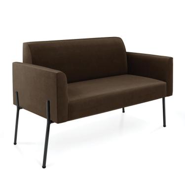 Imagem de Sofá Namoradeira E 2 Poltronas Pé De Ferro Preto Marisa Suede D03 - D'rossi Cor Marrom