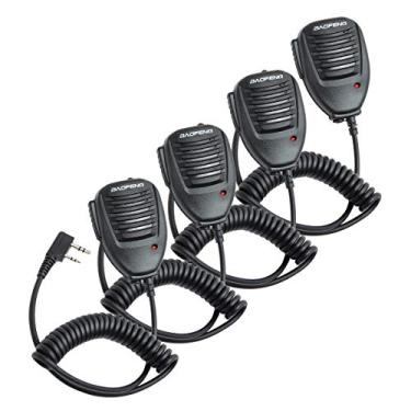 Imagem de BAOFENG Microfone de alto-falante portátil de rádio bidirecional, microfone de ombro remoto UV-5R BF-888S UV-82 UV-S9 BF-F8HP UV-10R UV-11R BF-H6 GT-3 GM-15PRO Ham rádio Walkie Talkie (pacote com 4)