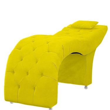 Imagem de Maca Estofada Capitone Julia Para Estetica Facial Sombrancelha E Cilios Suede Cor Amarelo