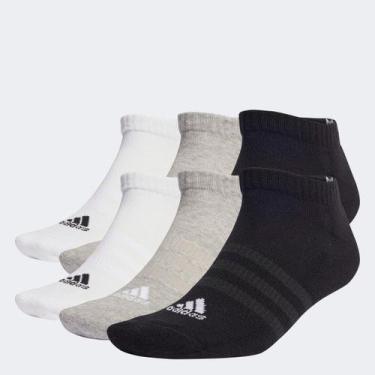 Imagem de Kit Meia Adidas Cano Baixo c/ 6 Pares, Branco, Preto, G