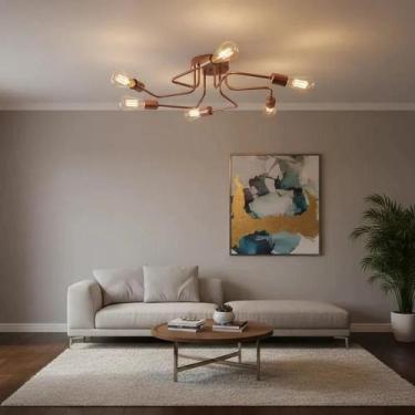 Imagem de Lustre Luminária de Teto Plafon Sputnik 6 Braços S Pendente Moderno Ho
