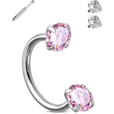 Imagem de OUFER Anéis de nariz 20G 6/7/8 mm, anel de nariz articulado de aço cirúrgico 316L para mulheres, piercing de cartilagem de zircônia cúbica transparente, cartilagem, torre, hélice, lóbulo, tragus