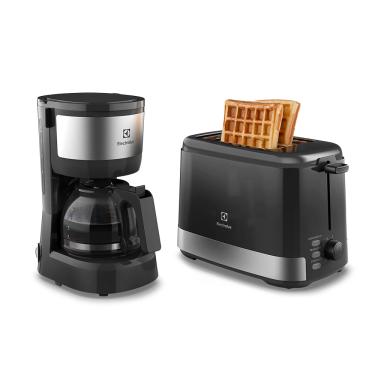 Imagem de Kit Cafeteira 15 Xícaras e Torradeira Elétrica 8 Níveis Electrolux Efficient Inox (ECT10) 127V
