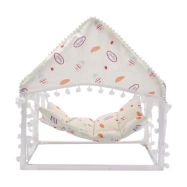 Imagem de Dualoai Hamster Hammock cobaia Cama de porco não deslizante macio quente removível casa pequena casa de cobaias esconderia para dormir