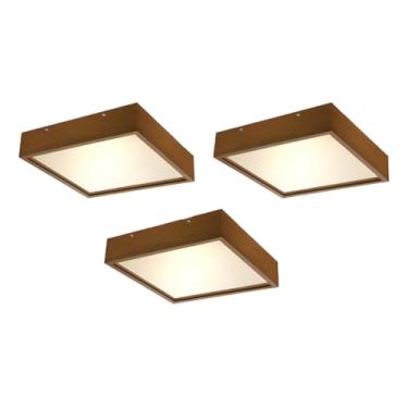 Imagem de Kit 3 Plafons Quadrado Madeira 30x30 3 Imbuia P/Sala