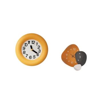 Imagem de Fenteer Relógio de Parede Analógico Silencioso Contemporâneo, Peça Decorativa em Madeira com Suporte Redondo, Ideal para Cozinha, Sala de Jantar, Quarto, Banh