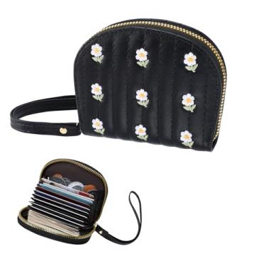 Imagem de Bigmeta Carteira infantil para meninas – Bordados florais para meninas de 6 a 14 anos, presentes de Natal e aniversário, Preto, 4.5x3.7x 1in