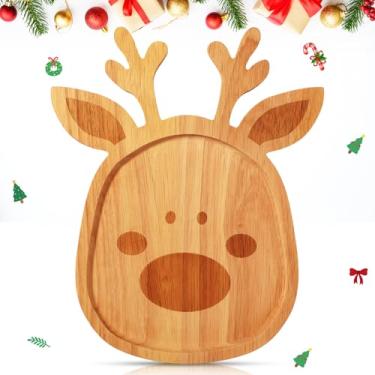 Imagem de Bokon Tábua de charcutaria de Natal, 30 cm, bandeja de madeira para servir de Natal, biscoitos, prato de comida para pão de queijo, sobremesa, frutas, presente para decoração de festa de Natal