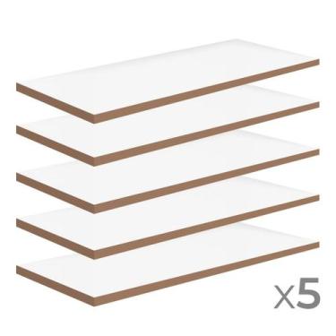 Imagem de Kit 5 Unid Prateleira MDF P/ Home Office 50x25x1,5 - Firenze - Pottenz