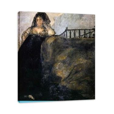 Imagem de Leaning To The SideFrancisco De Goya Impressão em tela romântica espanhola - Obra-prima do influente pintor romântico emoldurado 39,98 x 48 cm