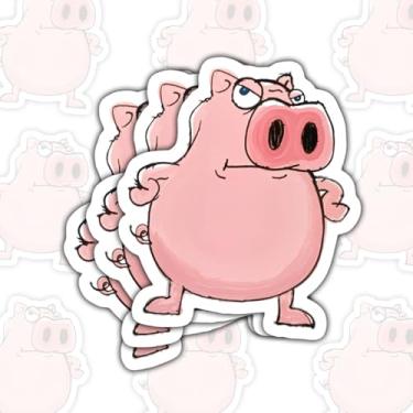 Imagem de 3 peças de adesivos de rosto de porco forte, decalques de vinil de animais de desenho animado engraçado para laptop, caderno, diário, garrafa hidráulica, tablet, garrafa de água, para-choque de carro