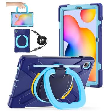 Imagem de BATYUE Capa para Samsung Galaxy Tab S6 Lite 10,4 polegadas 2022/2020 (SM-P610/SM-P613/SM-P615/SM-P619), capa protetora com suporte para lápis, suporte giratório de 360°, queda à prova de choque; para