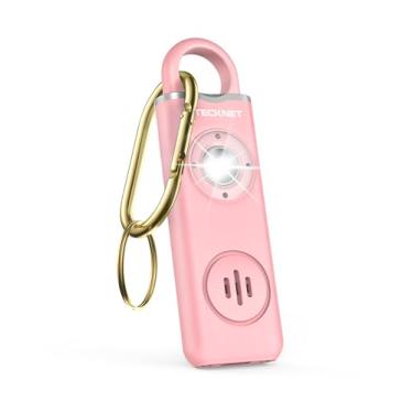 Imagem de TECKNET Alarme De Segurança Pessoal Recarregável Para Mulheres, Chaveiro Autodefesa 130 Db Com Luz Estroboscópica Sos, Aviso Bateria Fraca, Sirene Alta Meninas, Crianças E Idosos - Rosa