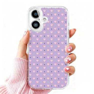 Imagem de DSJIFGEW Design de capa transparente padrão para iPhone 16 | Antiamarelamento, parte traseira rígida, proteção contra quedas de nível militar, suporta carregamento sem fio