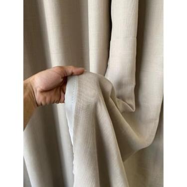 Imagem de Cortina Voil Gaze De Linho 3,00 x 2,20/2,30/2,40/2,50/2,60/2,70/2,80 C/forro Blackout Grosso Original(LINHO BEGE,2,40)