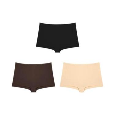 Imagem de Boxer Feminino Sem Costura - Kit 3 Peças em Algodão - Conforto e Macie