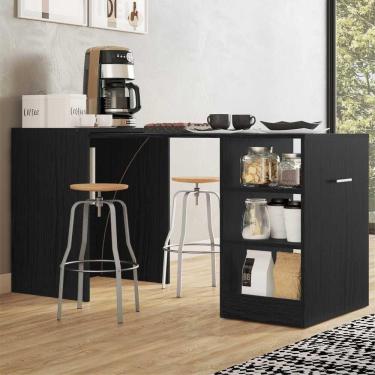 Imagem de Aparador Com Mesa Dobrável Cantinho Do Café Ibiza Preto