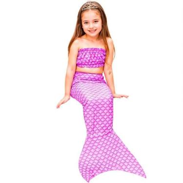 Imagem de Cauda Sereia Com Nadadeira e Top Barato Infantil Dá Para Andar - Fanta