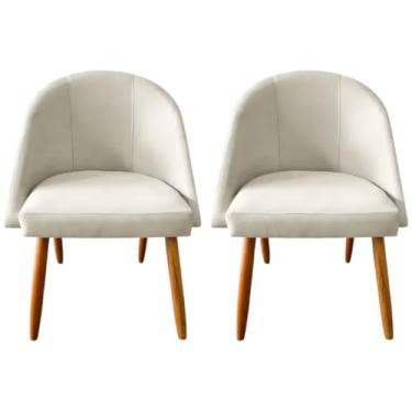 Imagem de Kit 2 Cadeiras Jantar com Pés Palito em Veludo Premium – Design Moderno e Confortável (Bege)