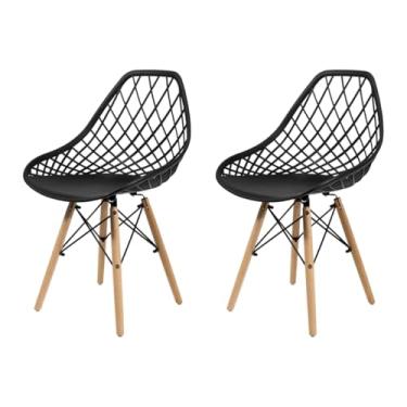 Imagem de Kit com 2 Cadeiras Sala de Jantar com Pés em Madeira – Design Moderno Conforto e Estilo para Sua Casa (Preto)