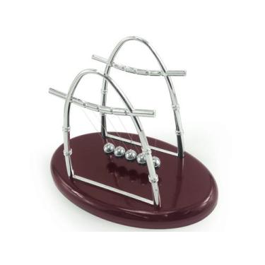 Imagem de Pendulo Newton Oval Pequeno Enfeite Decorativo Bolas De Metal Base De 