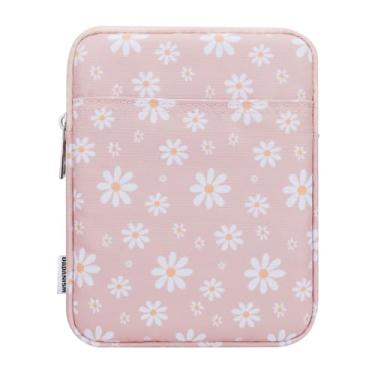 Imagem de Dadanism Capa acolchoada universal de 16 a 7 polegadas para eReader 2024 da Colorsoft Signature Edition de 17,8 cm e eReader Book de 15,2 cm, capa protetora para e-reader Kobo, margarida rosa e branca