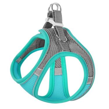 Imagem de Peitoral refletivo antipuxão, alça acolchoada à prova de fuga para gatos grandes, malha respirável e liberação rápida para cães pequenos e gatos