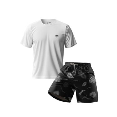 Imagem de Conjunto Masculino Short Estampado Praia E Camiseta Dry Academia Verão Básica Casual-Masculino